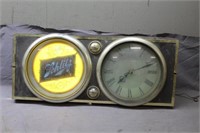 Schlitz Clock, Works Per Seller, Approx 35"x15"