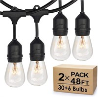 2-Pack 48Ft Dimmable Outdoor Bistro String Lights