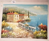 2 Mediterranean scene oil paintings on