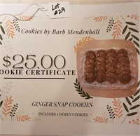 $25 Gift Certificate for 2 dozen Gingersnaps by