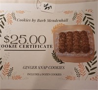 $25 Gift Certificate for 2 dozen Gingersnaps by