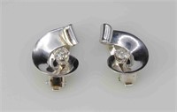 PAIR RETRO 14K DIAMOND EAR CLIPS