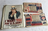 Vintage baseball scorecards, recruitment poster