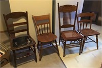 4 assorted wood chairs