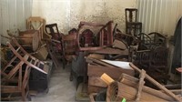 Large collection of chairs and asstd wood projects