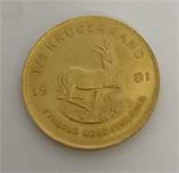 1/2 oz Krugerrand 1981 South Africa Gold Coin