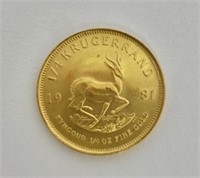 1/4 oz Krugerrand 1981 South Africa Gold Coin