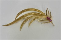 14k Gold and Ruby Pin/Brooch
