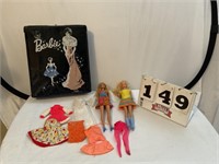 Vintage Barbie doll and Midge  doll With case and