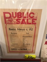 1952 Mounted Public Auction sale bill