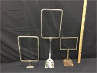 3 Metal Store Sales Sign Holders