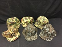 6 1980s NOS Camouflage Hats 2 Snap Back Hats