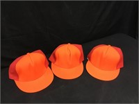 3 1980s NOS Mesh Snap Back Hunter Orange Hats