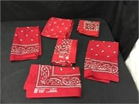 Group 1980s NOS Paris Red Bandana Handkerchiefs
