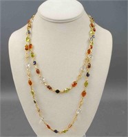 18K MULTI GEMSTONE ROPE LENGTH NECKLACE