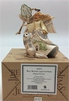 JIM SHORE WHITE WOODLAND ANGEL WITH HUSKY ORNAMENT