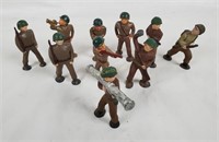 Lot Of 10 Vintage Pod Foot Lead Toy Soldiers