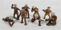 Lot Of 8 Vintage Pod Foot Lead Toy Soldiers