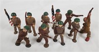 Lot Of 10 Vintage Pod Foot Lead Toy Soldiers