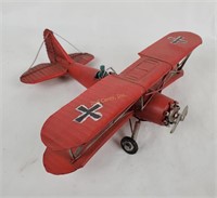 Red Biplane Metal Model Decor Piece