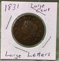 1831 large Cent large letters