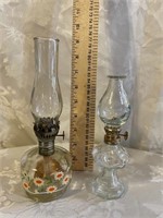 2 MINI OIL LAMPS - LARGE ONE IS "FARMS LAMPLIGHT"