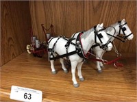 2 Horses & IH corn planter, hand-crafted by