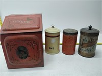 metal kitchen tins, canisters