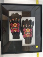 framed aboriginal knitted mitts