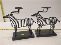 pair metal deer candle holders