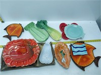 large collection of serving platters