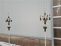 2   wrought iron garden tall candle holders 86''
