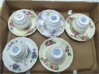 5 Colclough tea cups and saucers