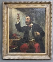 18th-19th Century Oil on Canvas Raising The Glass