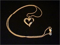 14K Calibre Diamond Heart Pendant w/ 18" Chain