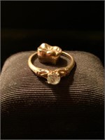 14K Clear Stone Ring w/ Large Gold Crown (damaged)