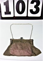 8" x 5.5" Silver Mesh Bag with Chain Link Handle