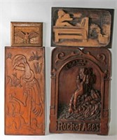 CARVED WOODEN PLAQUES (4)
