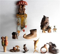 BLACK FOREST BEAR & FIGURAL WOOD CARVINGS (13)
