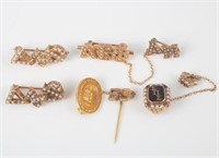(5) YELLOW GOLD FRATERNAL, ETC. PINS