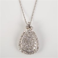 14K WHITE GOLD & DIAMOND DROP and NECKLACE