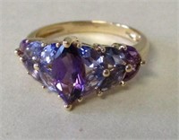 14K YG AMETHYST & TOURMOLINE RING