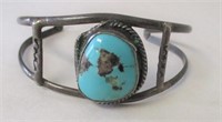 STERLING NATIVE AMERICAN TURQUOISE CUFF BRACELET