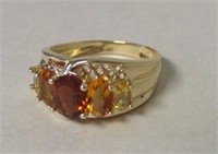 14K YG CITRINE 5 STONE VARI  RING SIZE 7