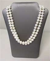 14K YG CLASP DOUBLE STRAND CULTURED PEARL NECKLACE