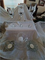Lot of glass candle holders & candles