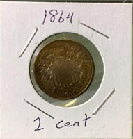 1864 US Two Cent Coin