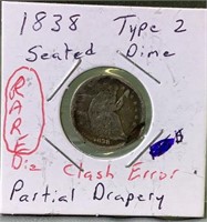 1838 type two Seated dime