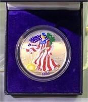 2000 US silver eagle painted dollar