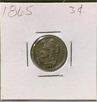 1865 US three cent piece